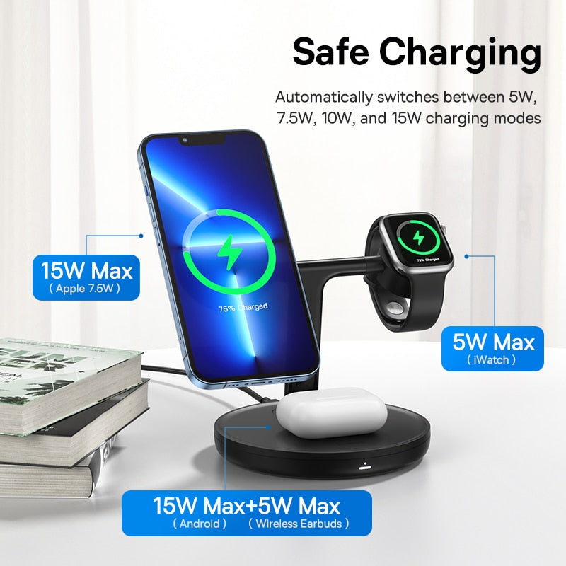 3 in 1 Wireless 20W Magnetic Charging Stand for iPhone Apple Watch and Airpods