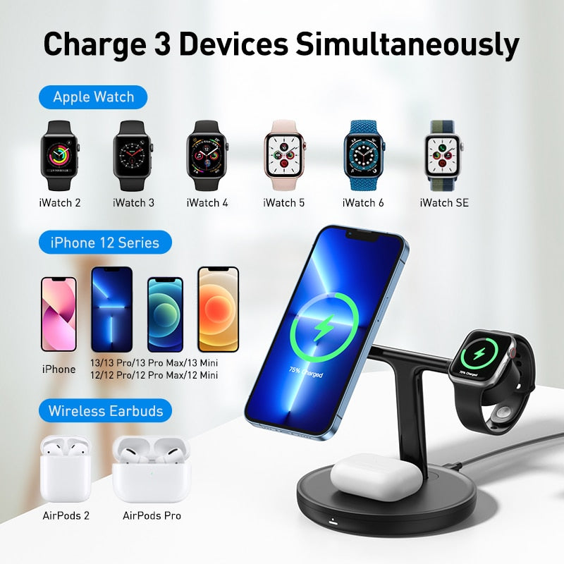 3 in 1 Wireless 20W Magnetic Charging Stand for iPhone Apple Watch and Airpods